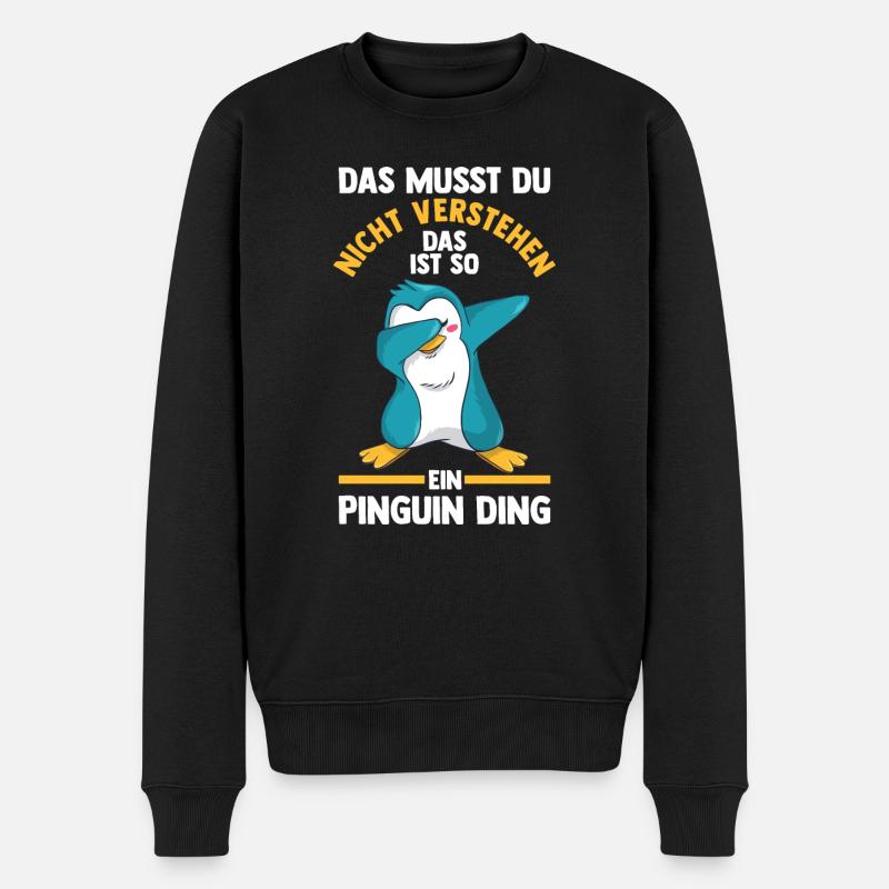 Tiermotiv Pinguin - Männer Premium Bio Pullover - Schwarz