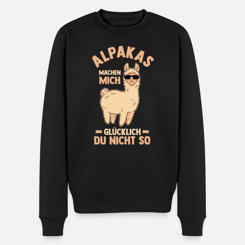 Alpaka - Männer Premium Bio Pullover - Schwarz