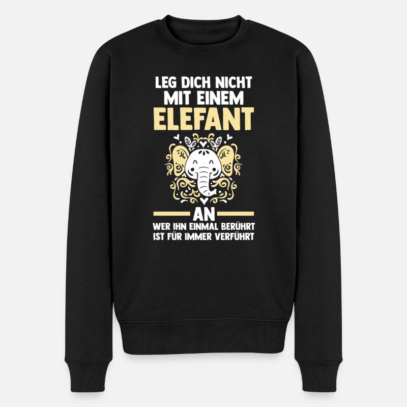 Elefant Elefanten - Männer Premium Bio Pullover - Schwarz