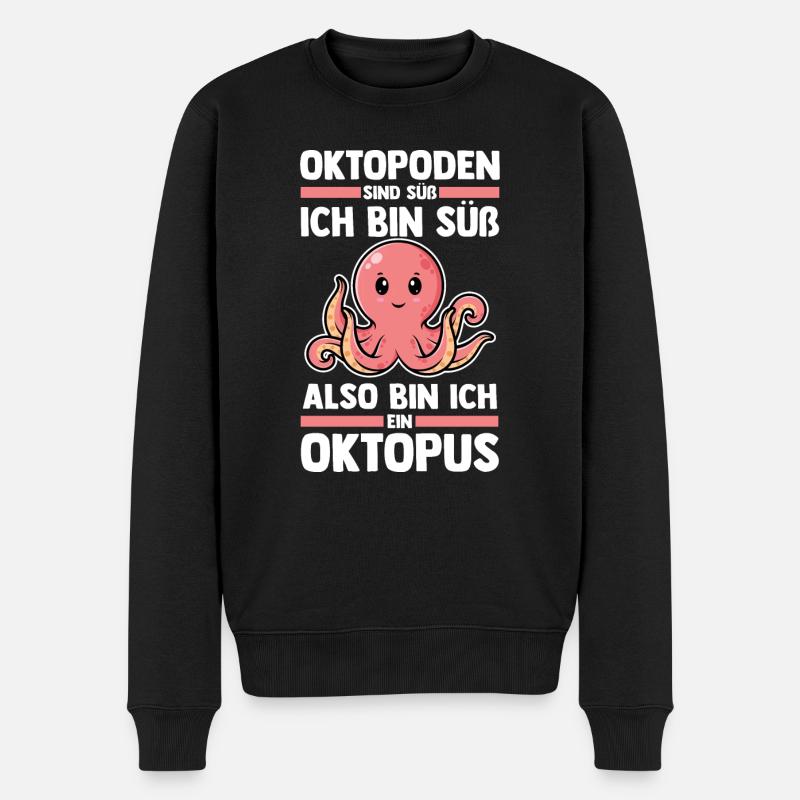 Tintenfisch Oktopus - Männer Premium Bio Pullover - Schwarz
