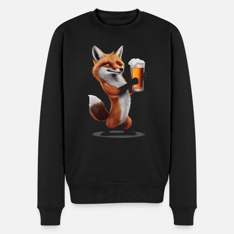 Fuchs Bier - Männer Premium Bio Pullover - Schwarz