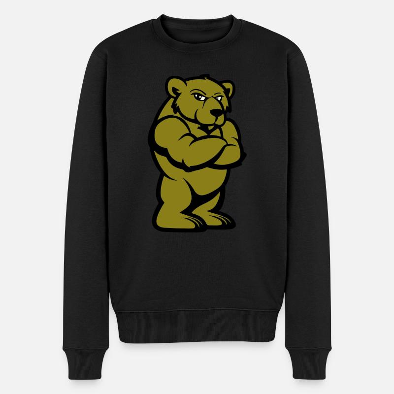 Bär Comic Braunbär - Männer Premium Bio Pullover - Schwarz