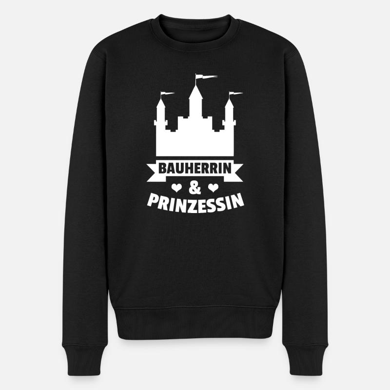 Bauherrin & Prinzessin - Haus Bauen Richtfest - Männer Premium Bio Pullover - Schwarz