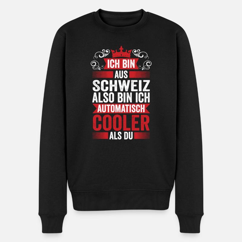 Schweizer Schweiz - Männer Premium Bio Pullover - Schwarz