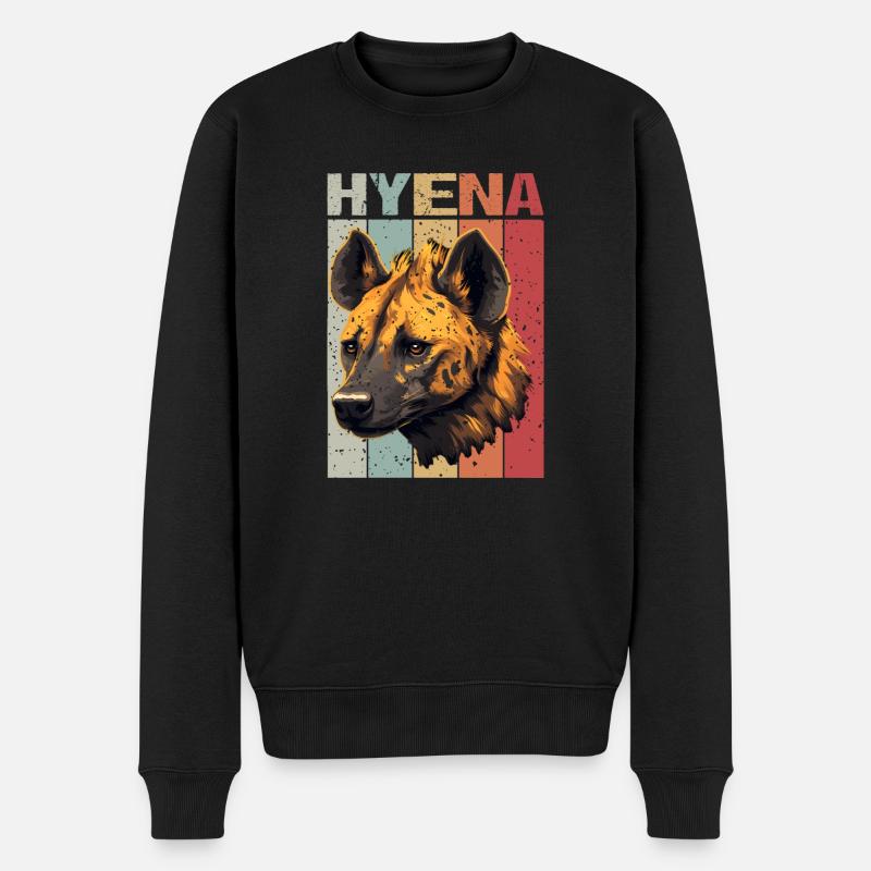 Hyène Head Style rétro - Pull Premium bio Homme - noir