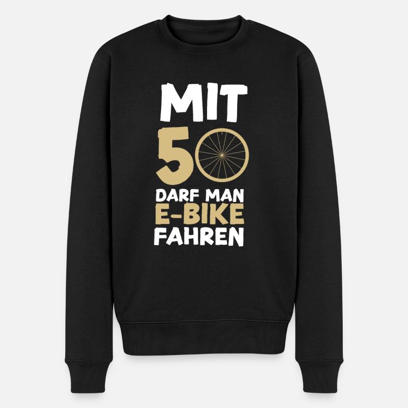 E-Bike mit 50 - Männer Premium Bio Pullover - Schwarz
