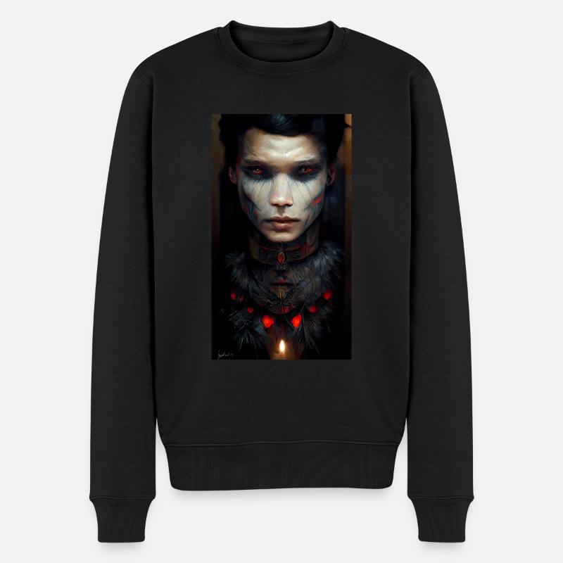 Roter Krieger - Männer Premium Bio Pullover - Schwarz