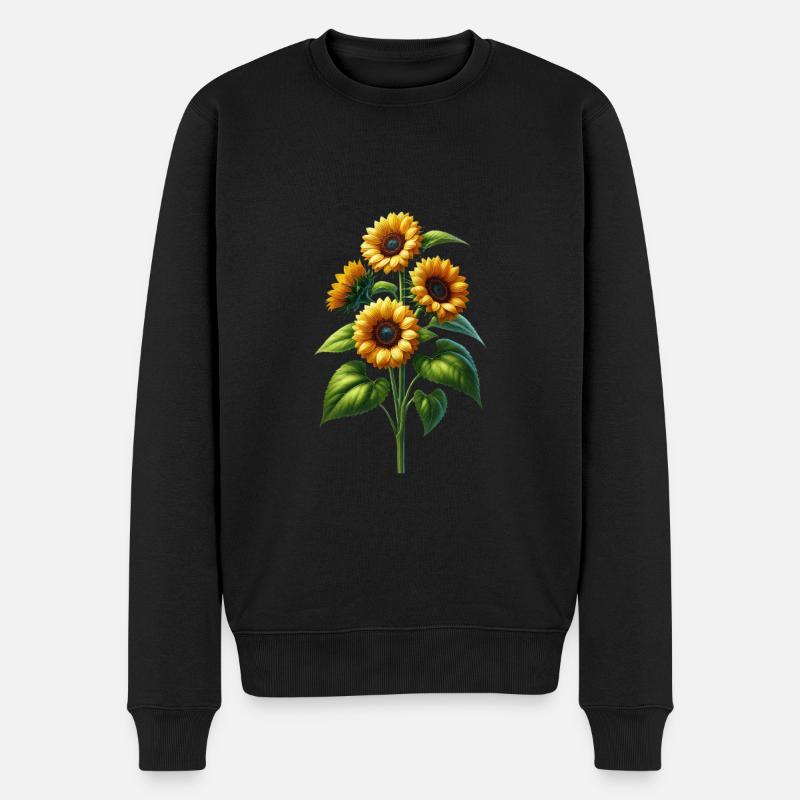 Sonnenblume Blumenranke Blume floral Blüte blumig - Männer Premium Bio Pullover - Schwarz