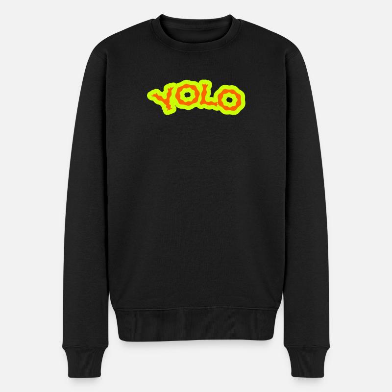 YOLO - Neon PsyPop Retro - Männer Premium Bio Pullover - Schwarz