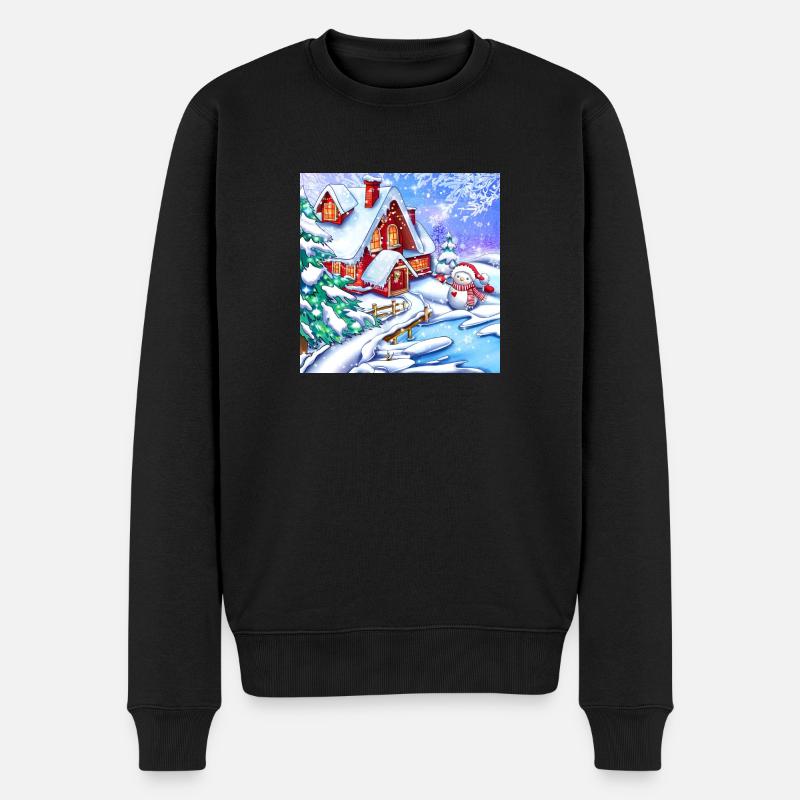 Winterlandschaft - Männer Premium Bio Pullover - Schwarz