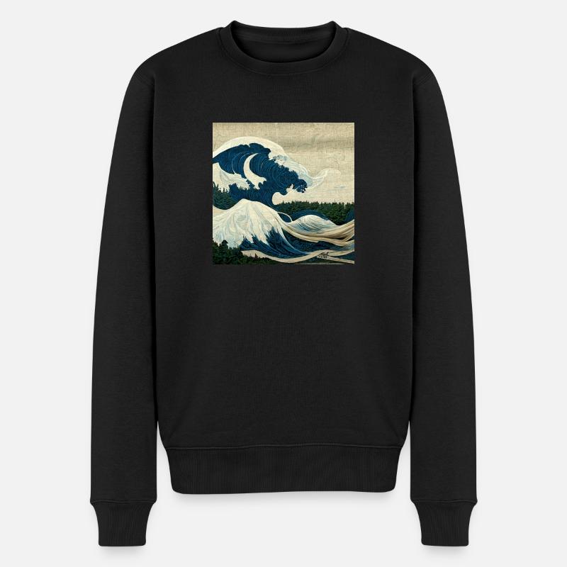 The Great Wave - Pull Premium bio Homme - noir