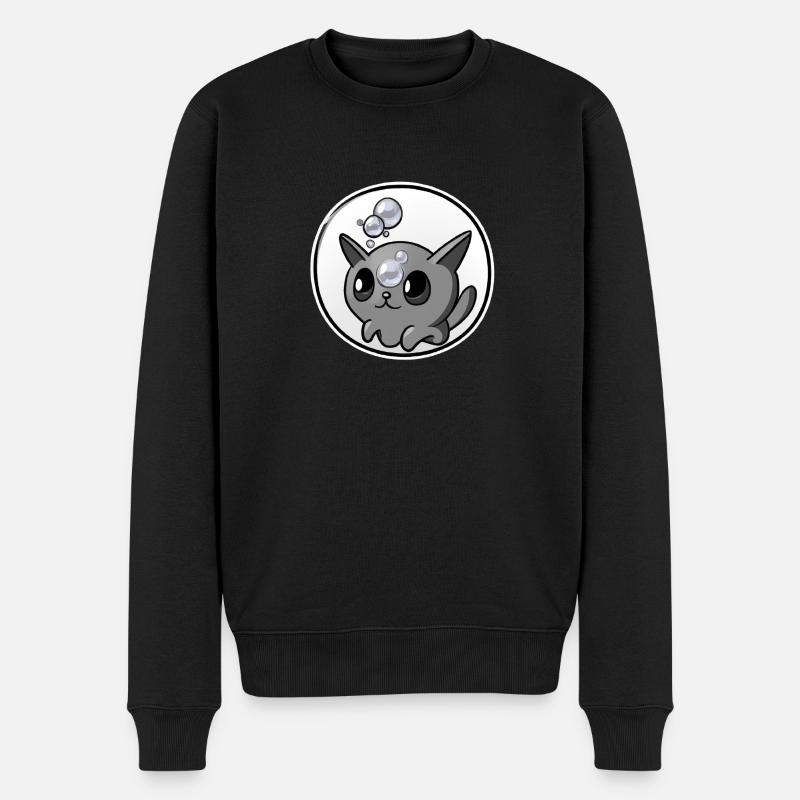 Seifenblasen Katze - Männer Premium Bio Pullover - Schwarz
