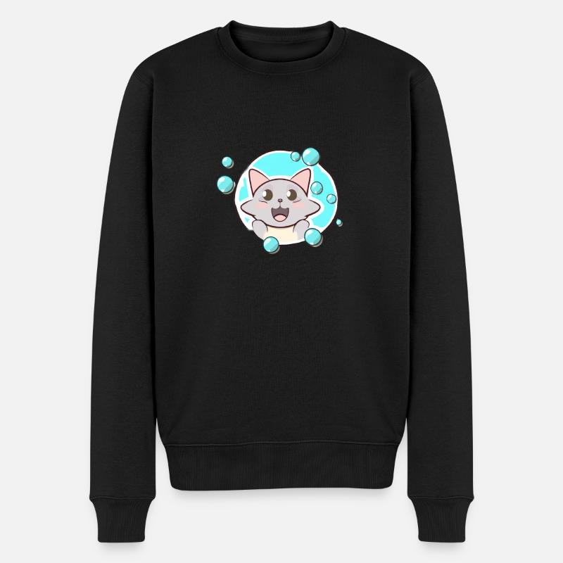 Seifenblasen Katze - Männer Premium Bio Pullover - Schwarz
