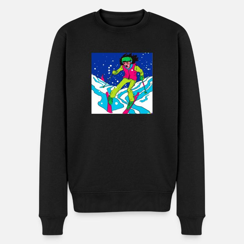 Skier auf Talabfahrt - Männer Premium Bio Pullover - Schwarz