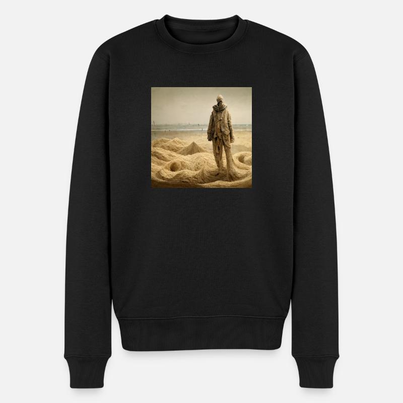 Ein Mann geht im Sand spazieren - Männer Premium Bio Pullover - Schwarz