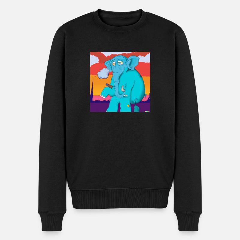 drunken elefant - Männer Premium Bio Pullover - Schwarz