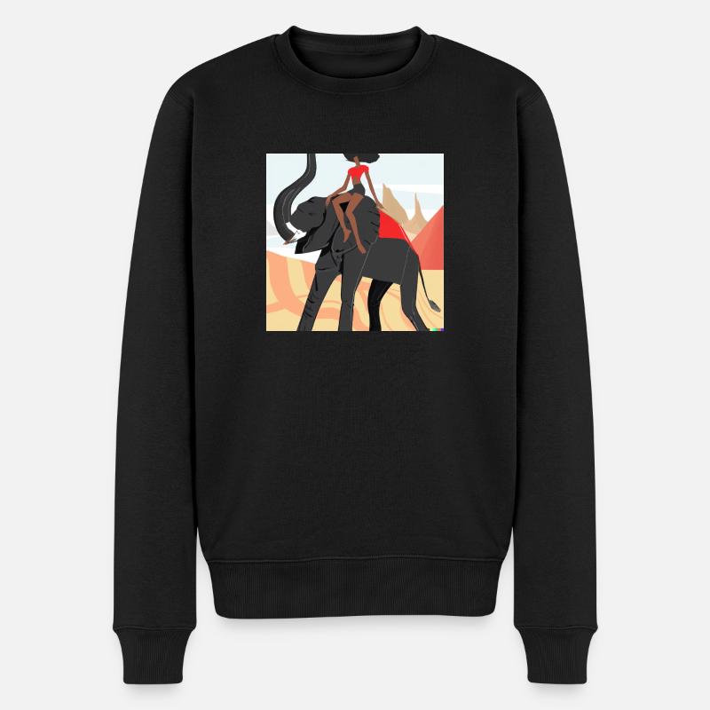 girl riding elephant - Männer Premium Bio Pullover - Schwarz