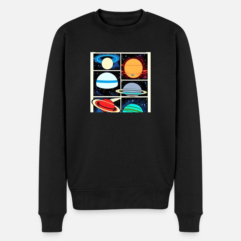 Planeten im Weltraum-Comic-Stil - Männer Premium Bio Pullover - Schwarz