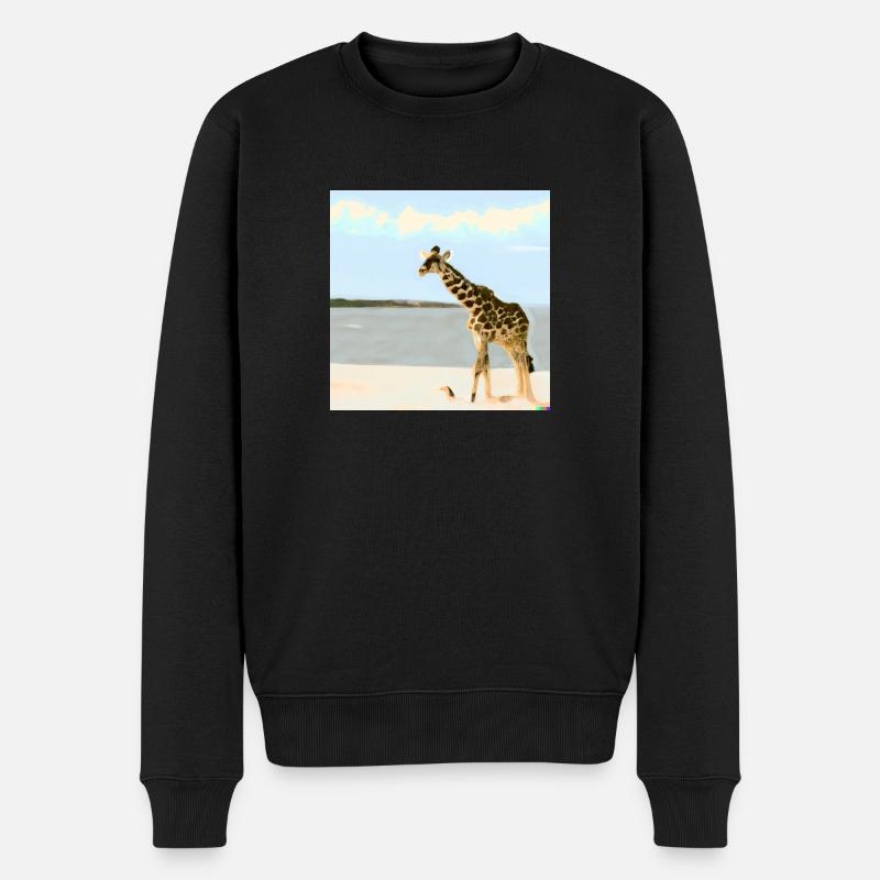 Giraffe am Strand - Männer Premium Bio Pullover - Schwarz