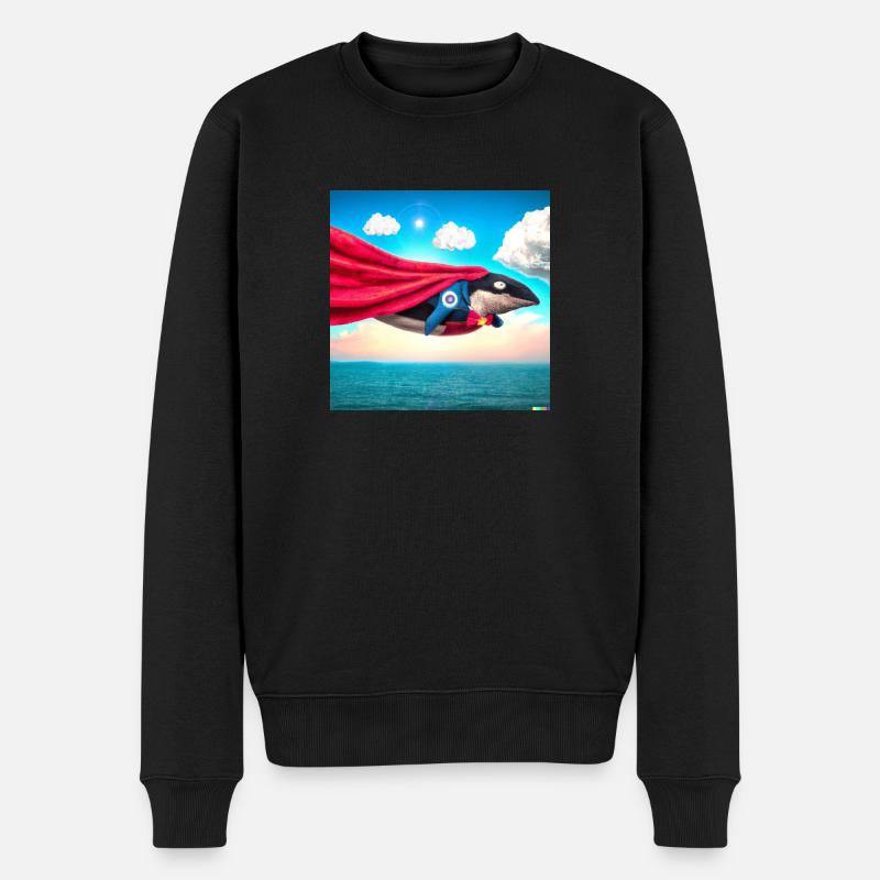 Super-baleine dans le ciel - Pull Premium bio Homme - noir