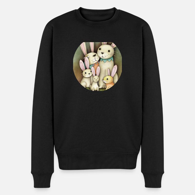 Hasenfamilie Rammler - Männer Premium Bio Pullover - Schwarz