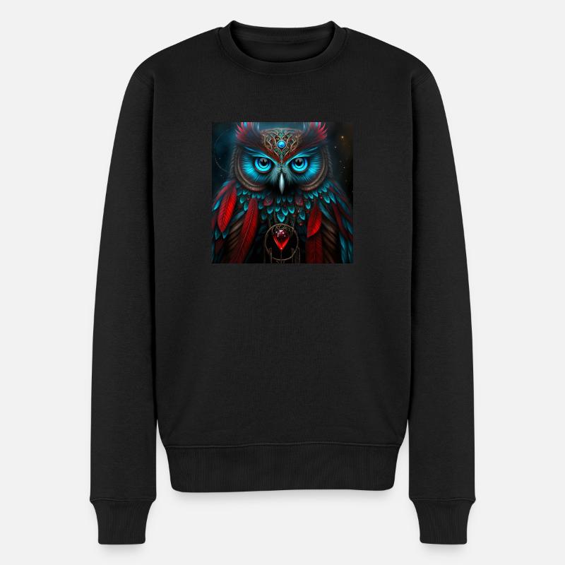 Magic_Owl 1 - Männer Premium Bio Pullover - Schwarz