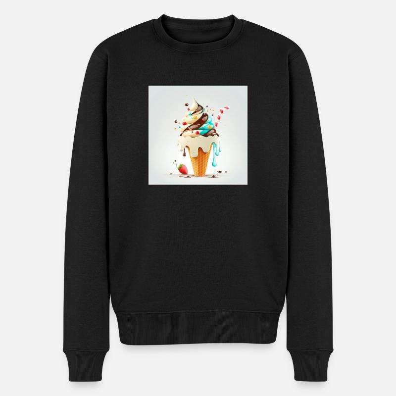 Cartoon-Eistüte - Männer Premium Bio Pullover - Schwarz