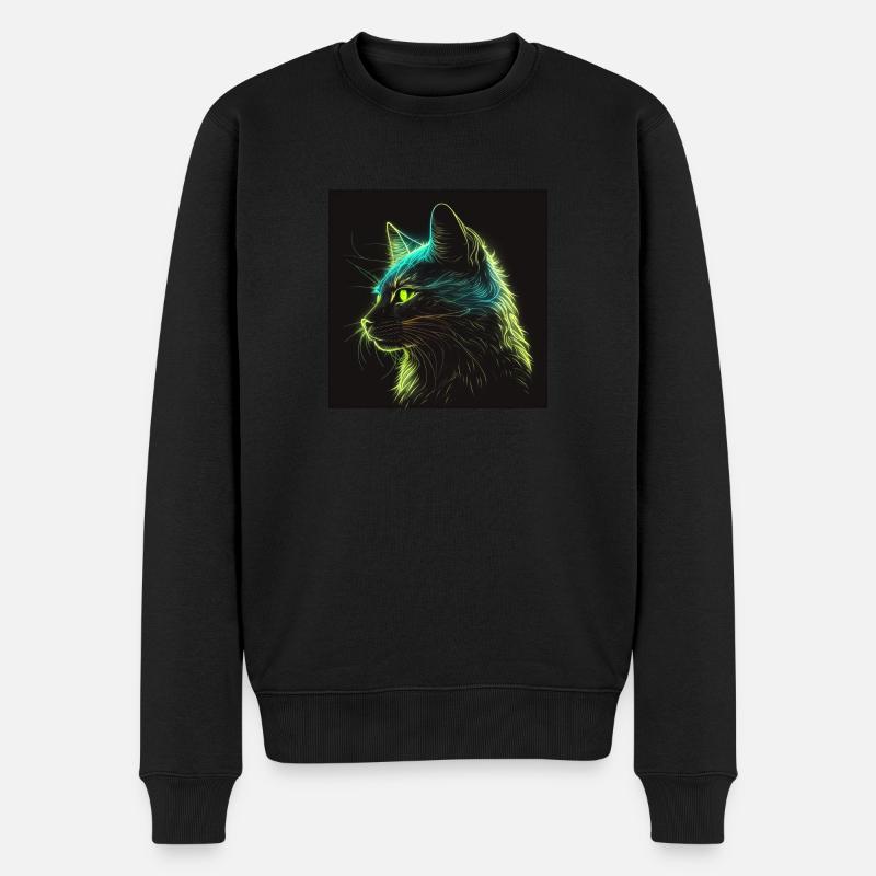 Chat néon la nuit - Pull Premium bio Homme - noir
