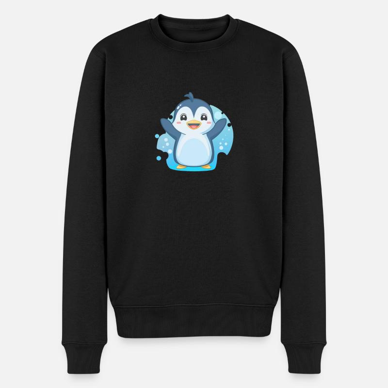 Süßer Pinguin - Männer Premium Bio Pullover - Schwarz