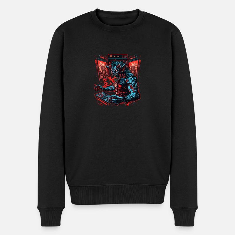 arcademon - Männer Premium Bio Pullover - Schwarz