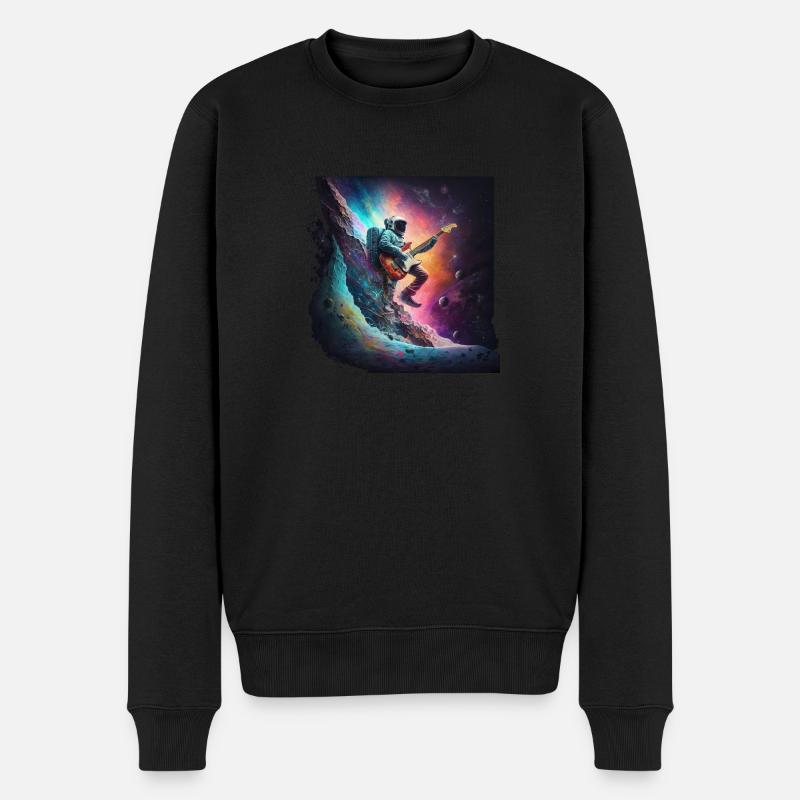 Surfen im Weltraum - Männer Premium Bio Pullover - Schwarz