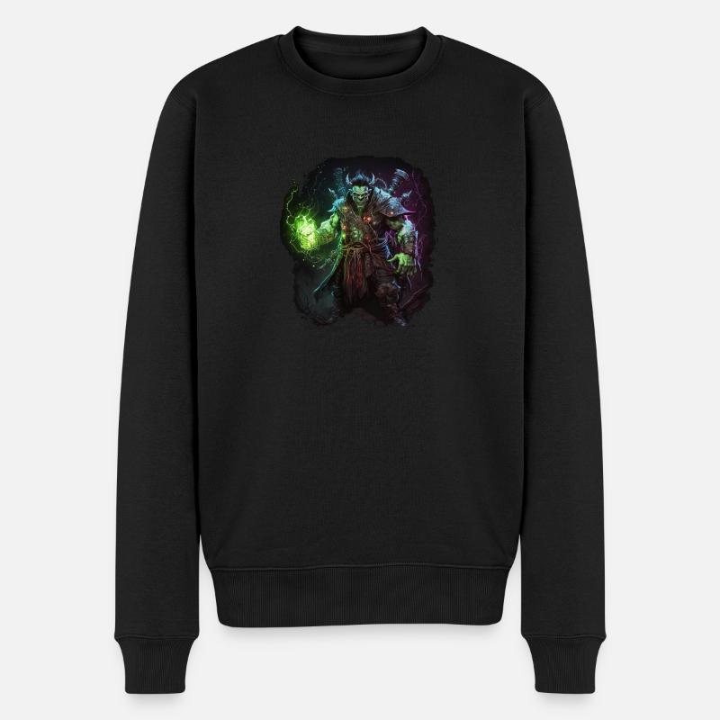 Ork-Zauberer - Männer Premium Bio Pullover - Schwarz