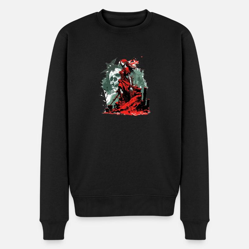 Rote Hexe - Männer Premium Bio Pullover - Schwarz