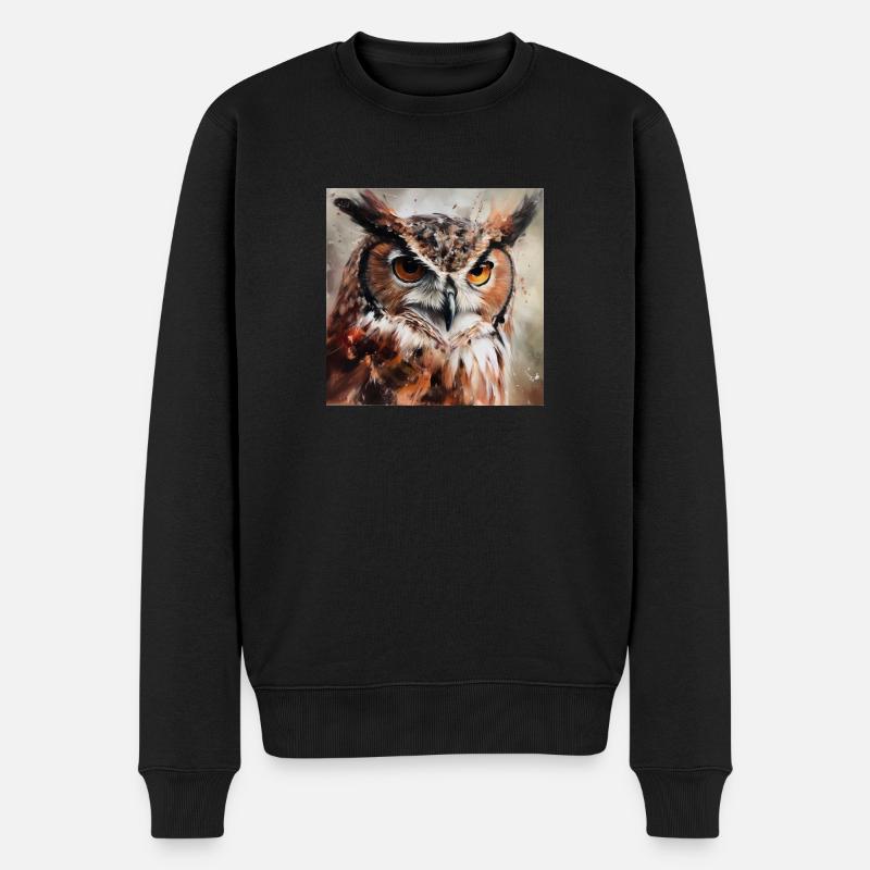 Eule - Männer Premium Bio Pullover - Schwarz