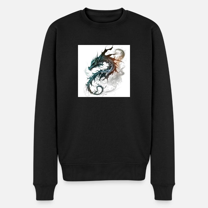 Rauchiger Stammesdrache - Männer Premium Bio Pullover - Schwarz