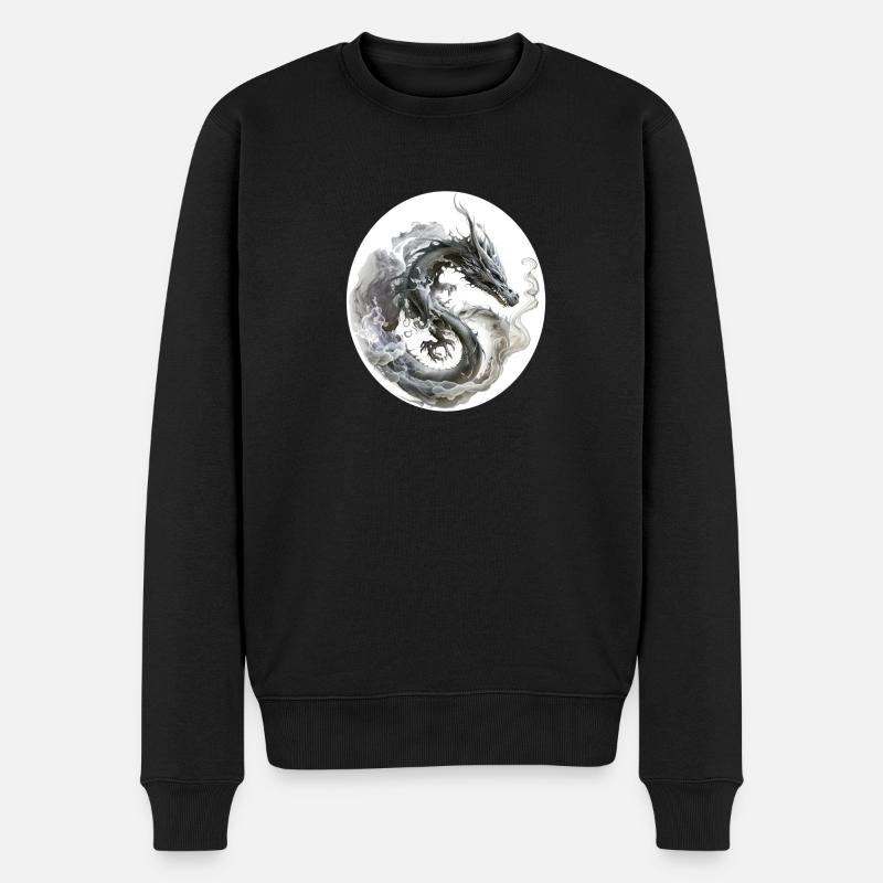 Rauchdrache - Männer Premium Bio Pullover - Schwarz