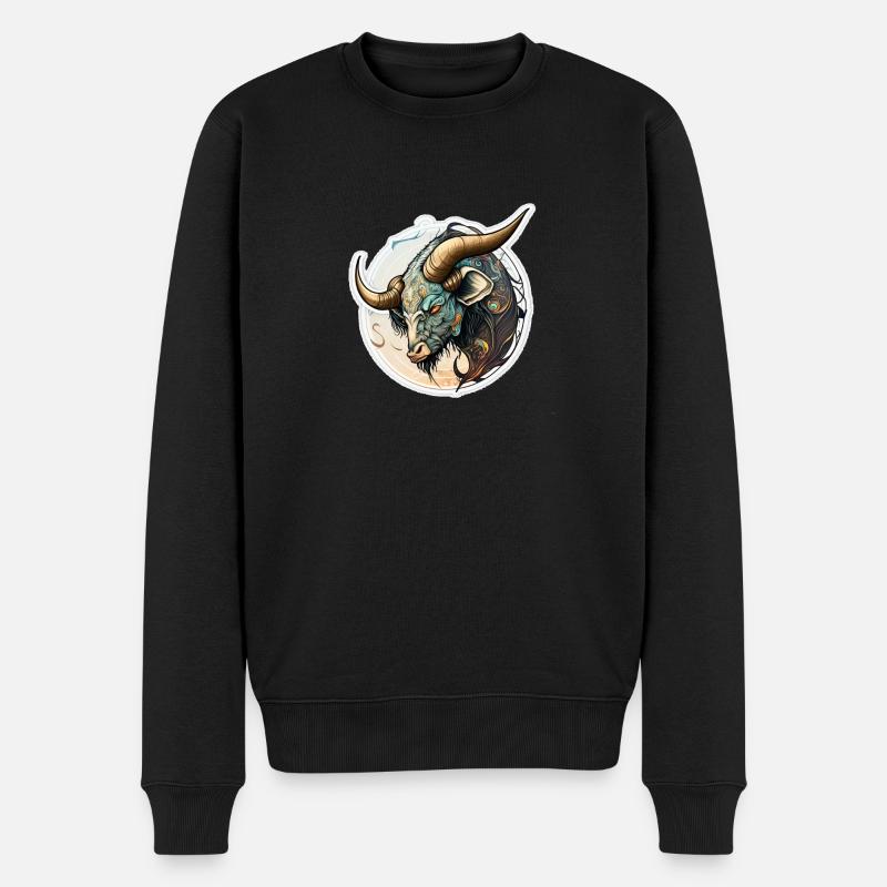 Stier Büffel - Männer Premium Bio Pullover - Schwarz