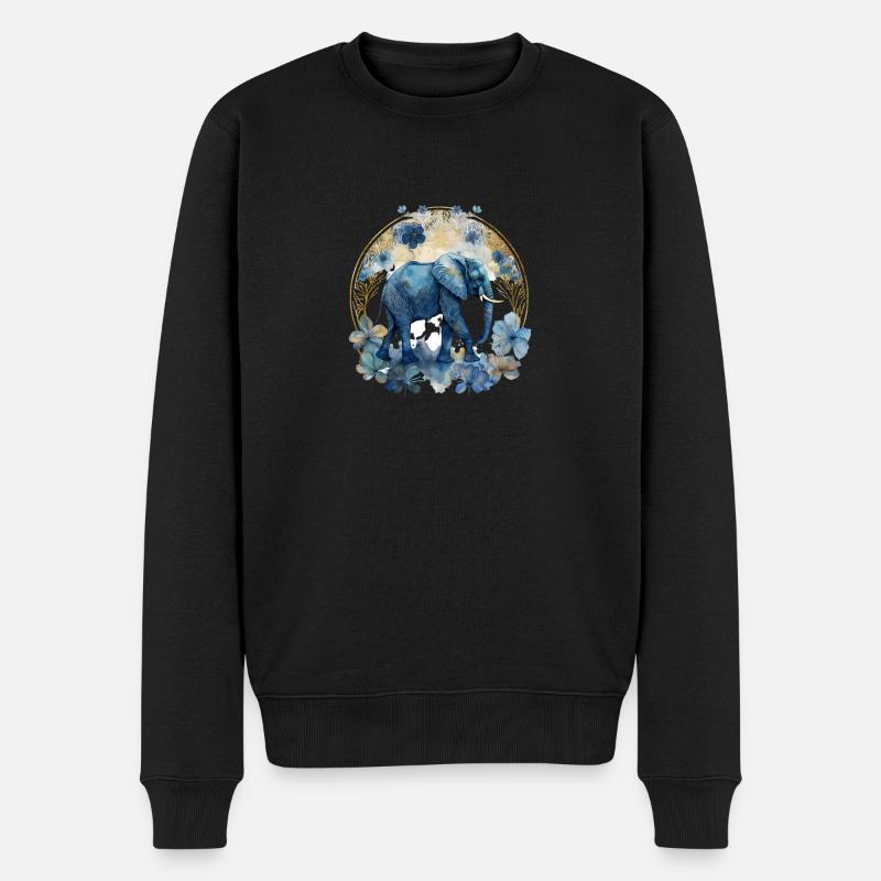Éléphant bleu – Repos à l’aquarelle - Pull Premium bio Homme - noir