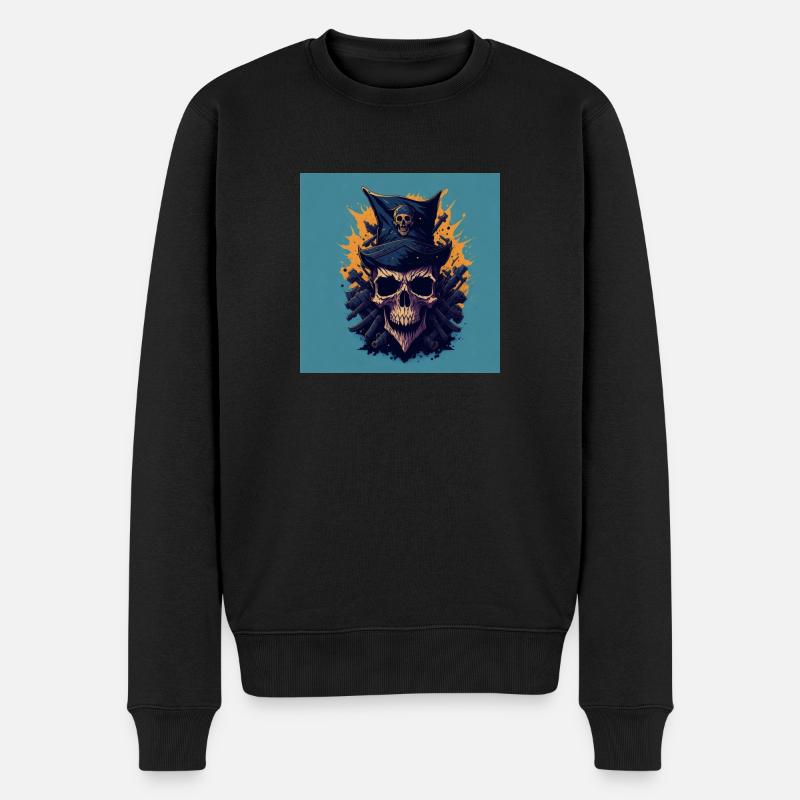 Crâne de pirate Crâne Crâne - Pull Premium bio Homme - noir