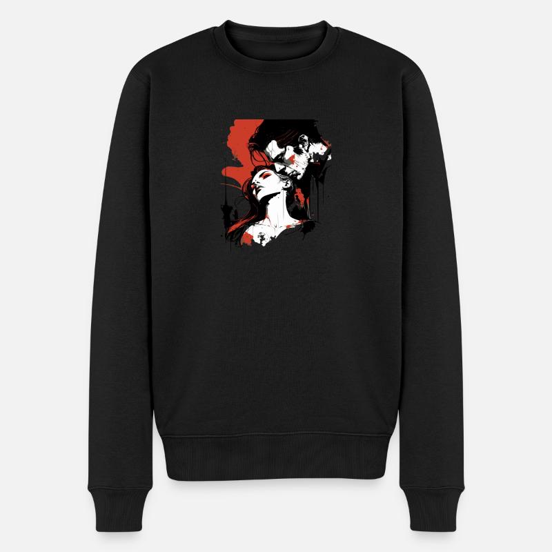 Kuss des Vampirs - Männer Premium Bio Pullover - Schwarz