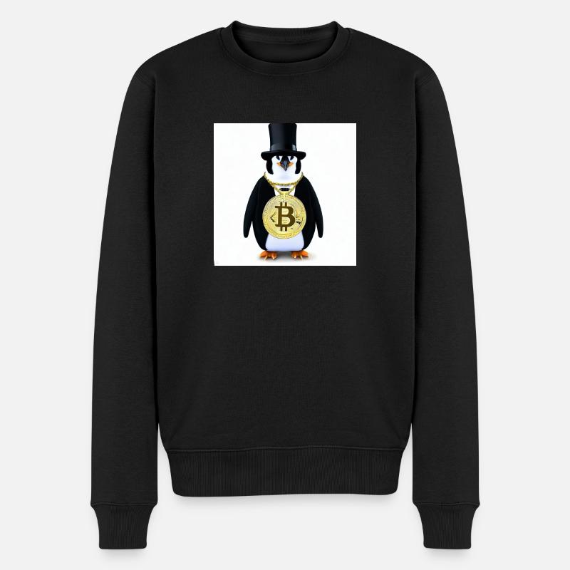 cooler Pinguin - Männer Premium Bio Pullover - Schwarz