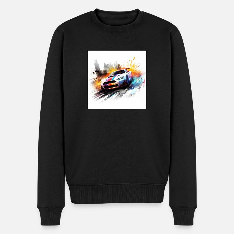 Need for speed gaming art, orange, white, retro - Männer Premium Bio Pullover - Schwarz