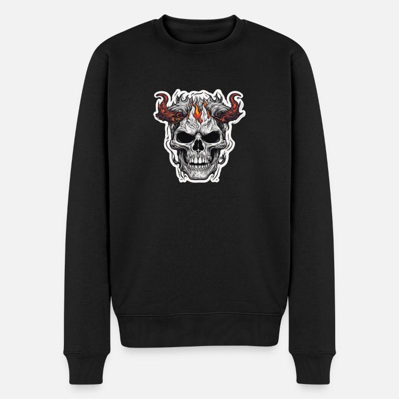 Gehörnter Schädel - Männer Premium Bio Pullover - Schwarz