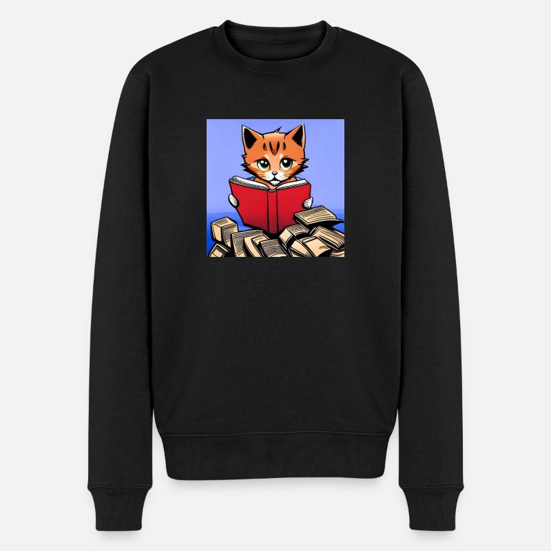Lecture de chaton mignon - Pull Premium bio Homme - noir