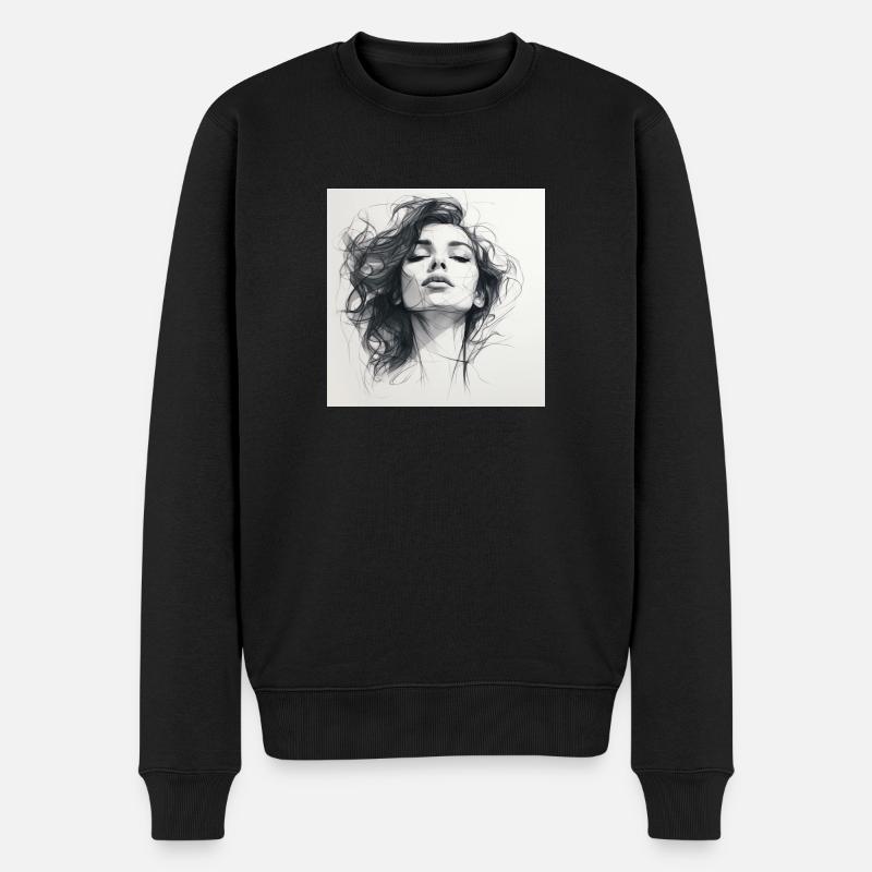 Woman One Line - Männer Premium Bio Pullover - Schwarz