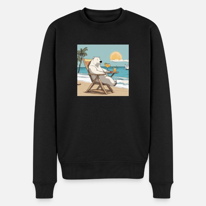 Eisbär bei Sonnenuntergang - Männer Premium Bio Pullover - Schwarz