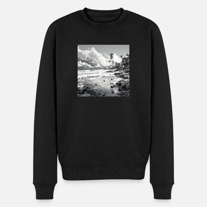 hongcity cayman islands black white beach - Männer Premium Bio Pullover - Schwarz