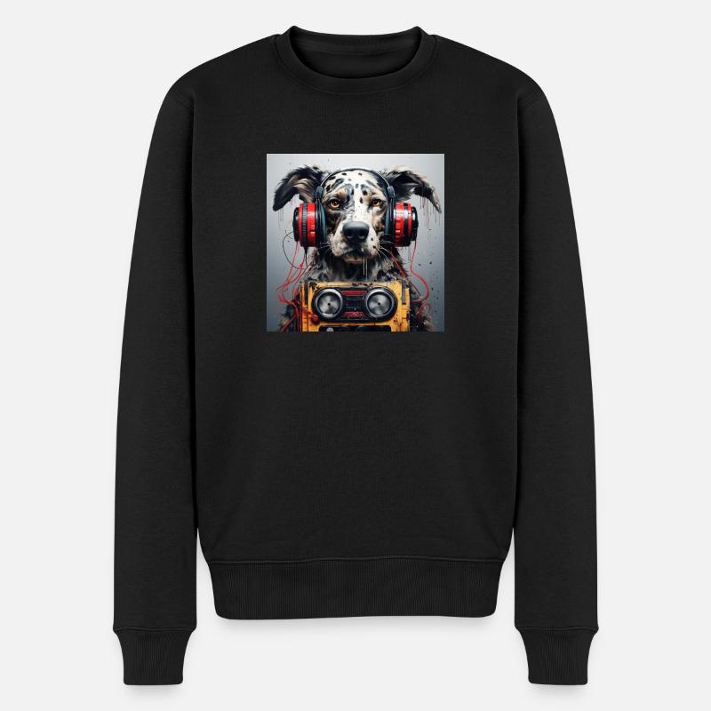 Music Dog - Männer Premium Bio Pullover - Schwarz