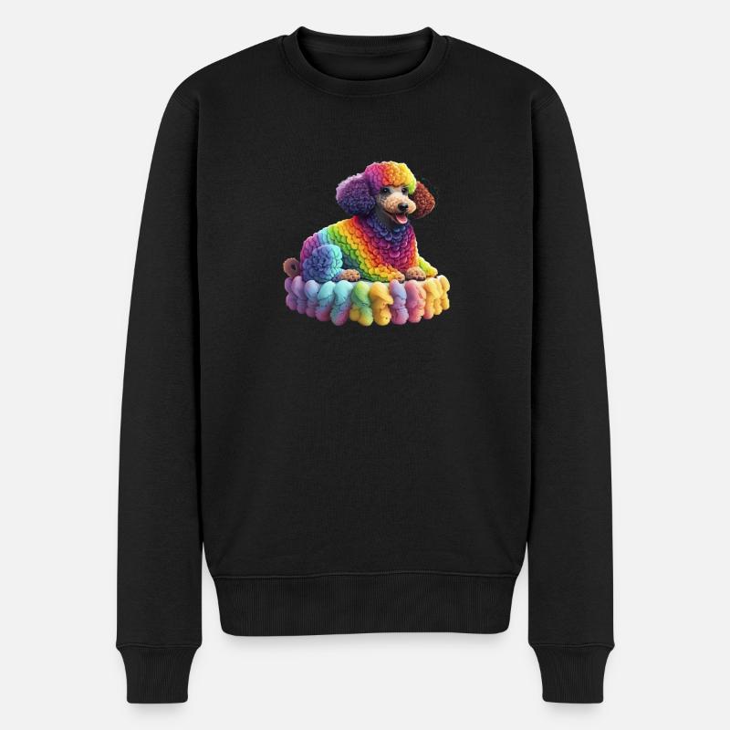 Caniche arc-en-ciel - Pull Premium bio Homme - noir