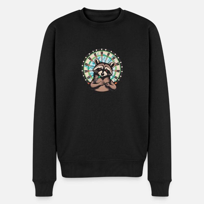 Waschbär-Dart - Männer Premium Bio Pullover - Schwarz